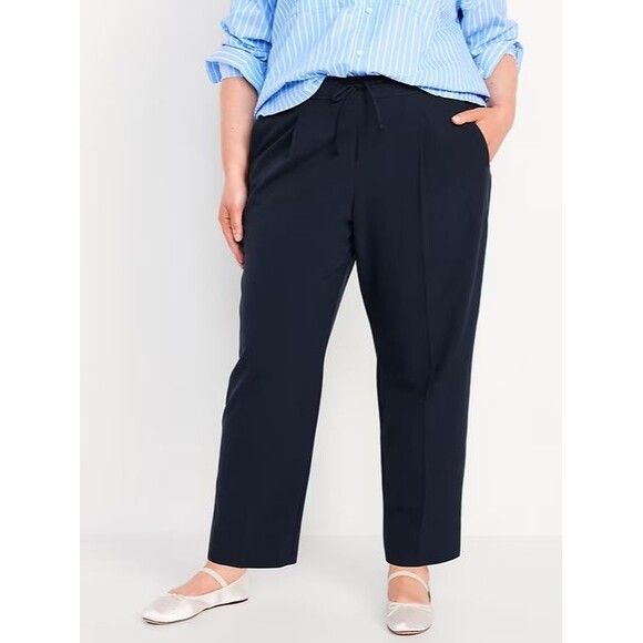 Old Navy Pants - Old Navy Billie Straight Trouser Pant Women 3X Navy Blue Elastic Waist NEW